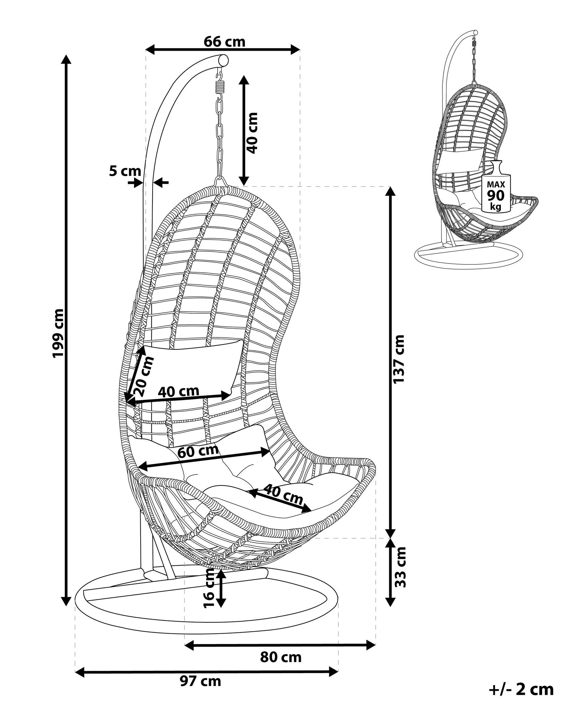 Hanging Chair with Stand PINETO PE Rattan Natural