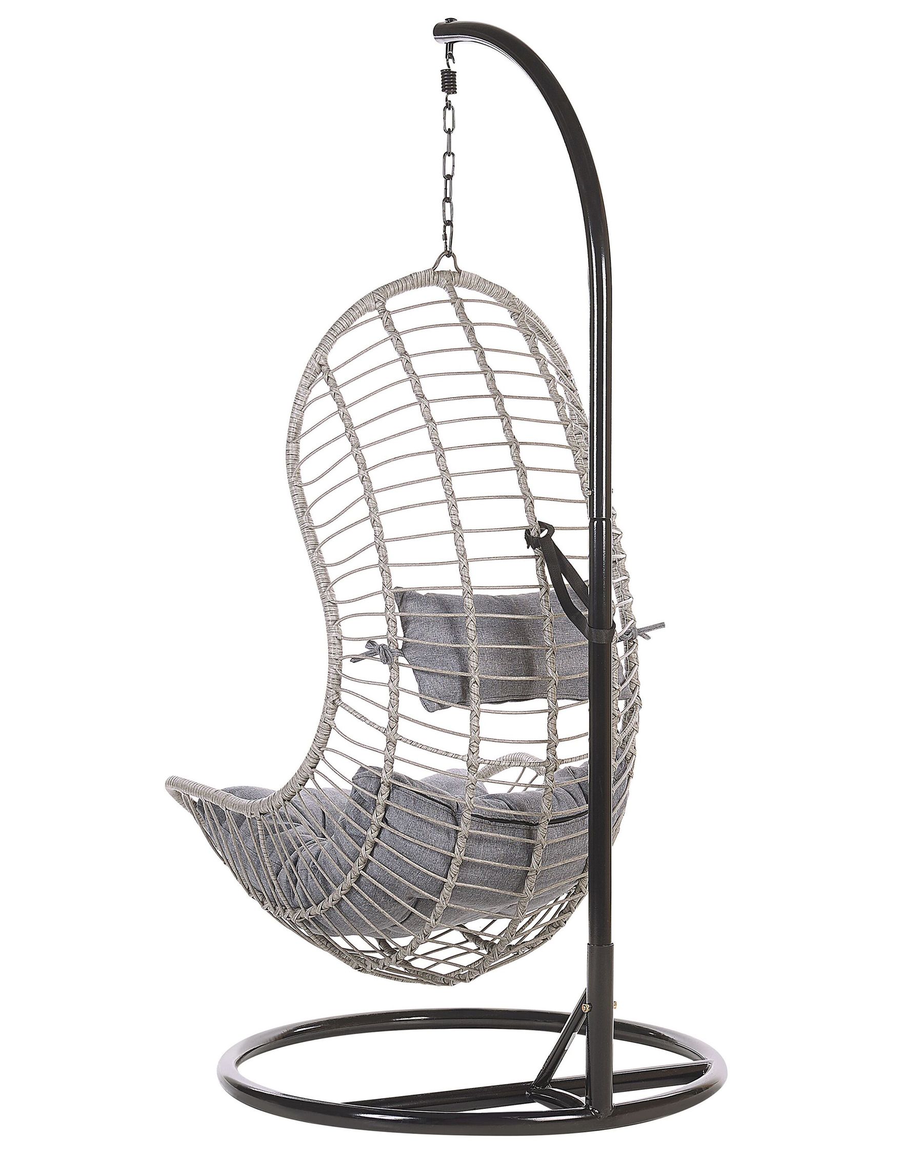 Hanging Chair with Stand PINETO PE Rattan Grey