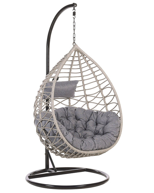 Hanging Chair with Stand Rattan Grey