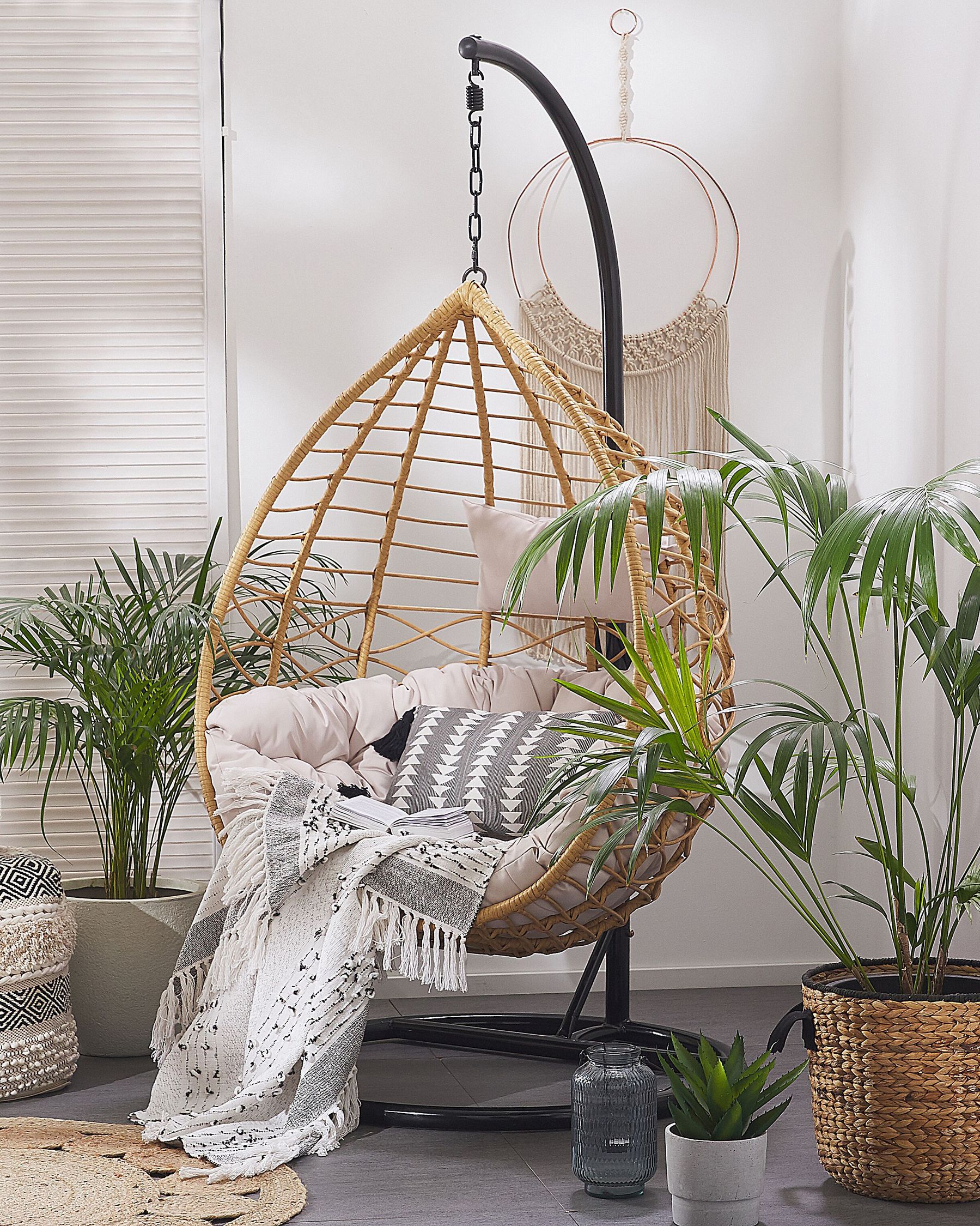 Hanging Chair with Stand ARSITA PE Rattan Natural