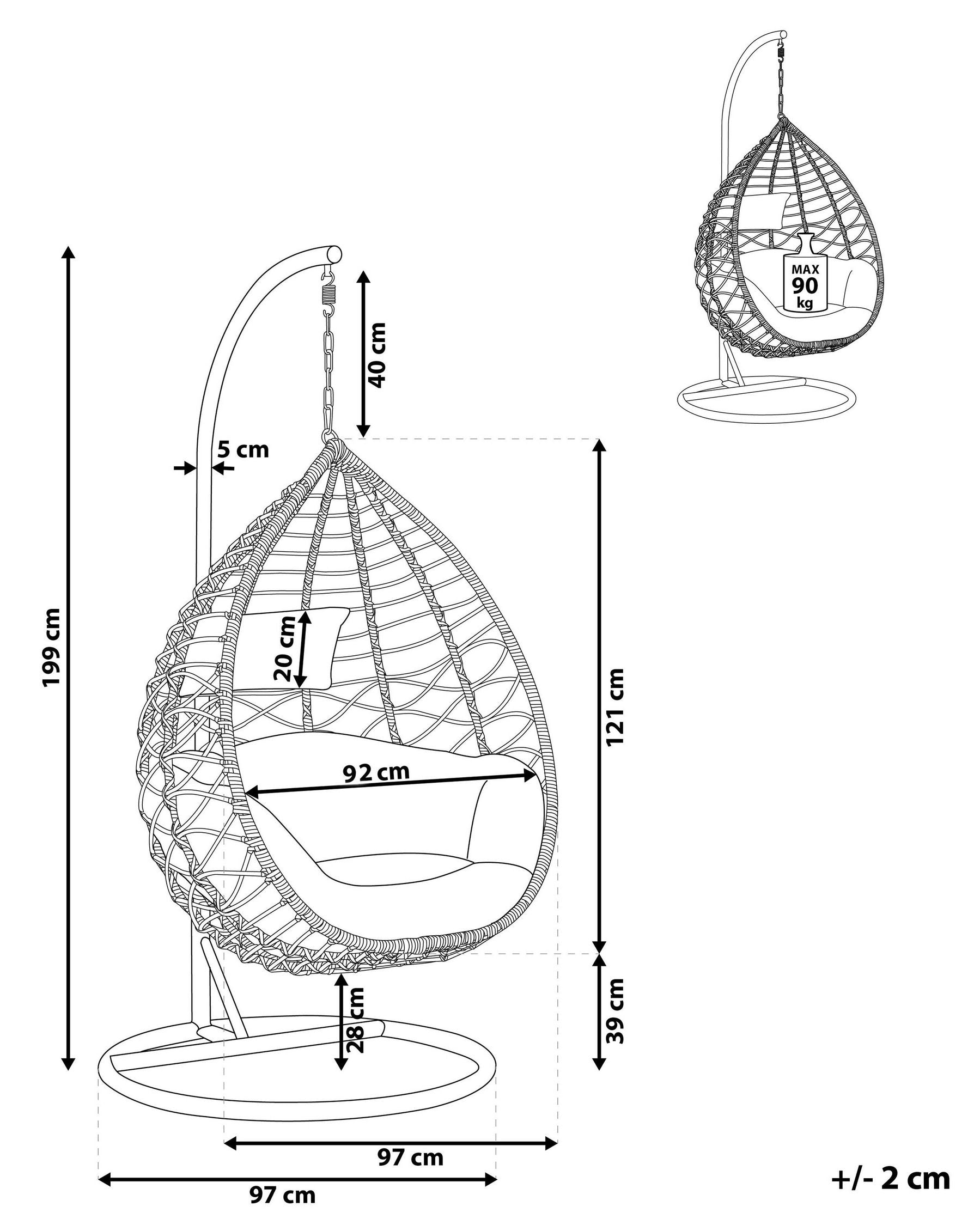 Hanging Chair with Stand ARSITA PE Rattan Natural