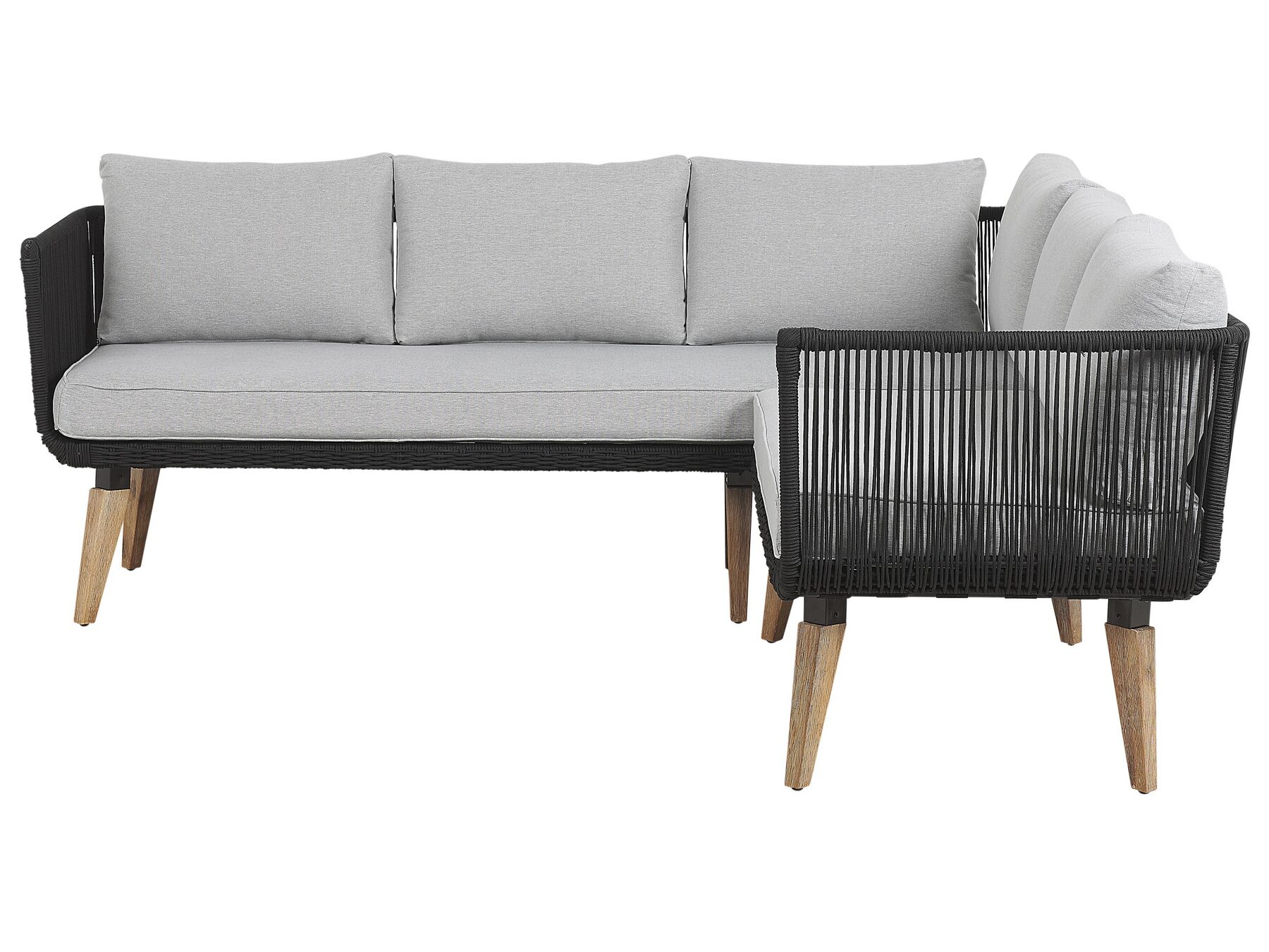 Garden Corner Sofa with Table 5 Seater ALCAMO Left Hand Acacia Wood Black