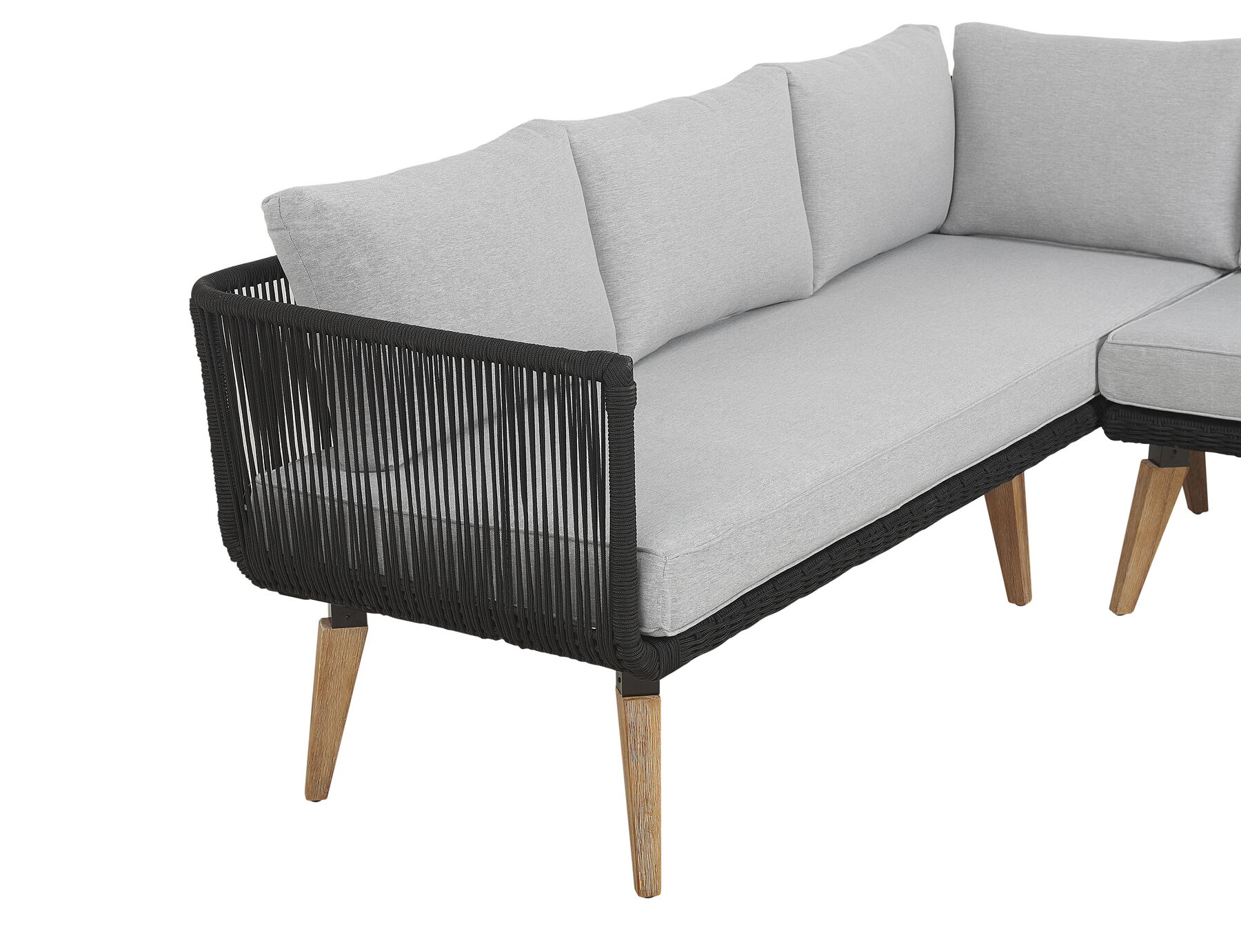 Garden Corner Sofa with Table 5 Seater ALCAMO Left Hand Acacia Wood Black