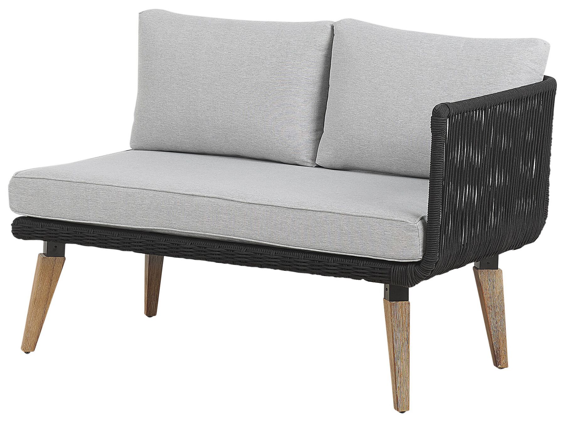 Garden Corner Sofa with Table 5 Seater ALCAMO Left Hand Acacia Wood Black