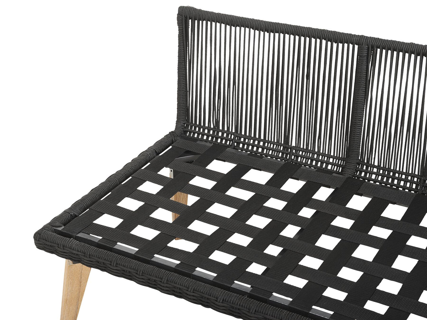 Garden Corner Sofa with Table 5 Seater ALCAMO Left Hand Acacia Wood Black