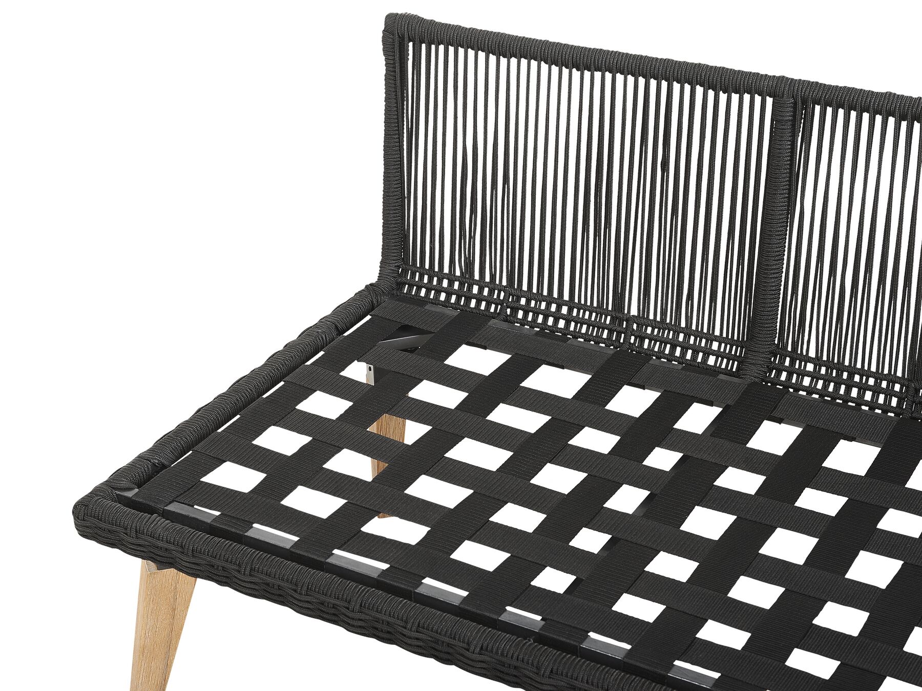 Garden Corner Sofa with Table 5 Seater ALCAMO Left Hand Acacia Wood Black