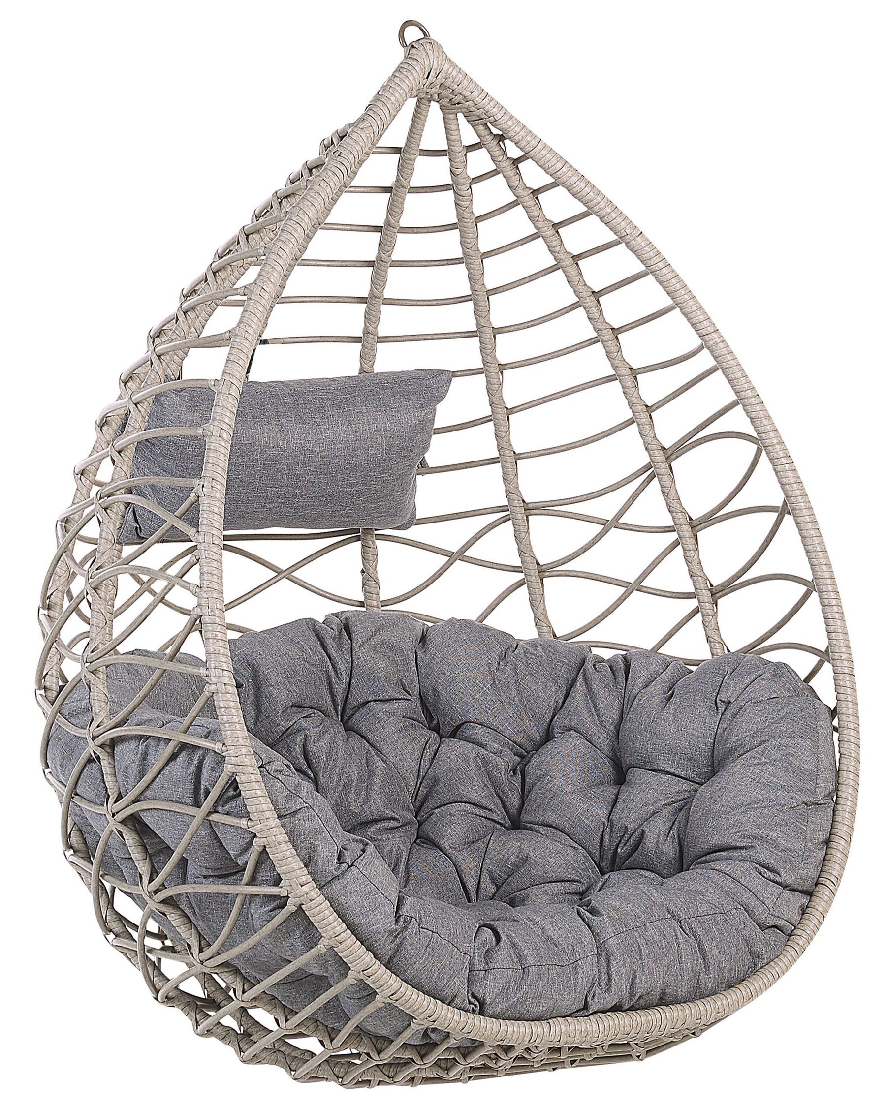 Hanging Chair with Stand Rattan Grey