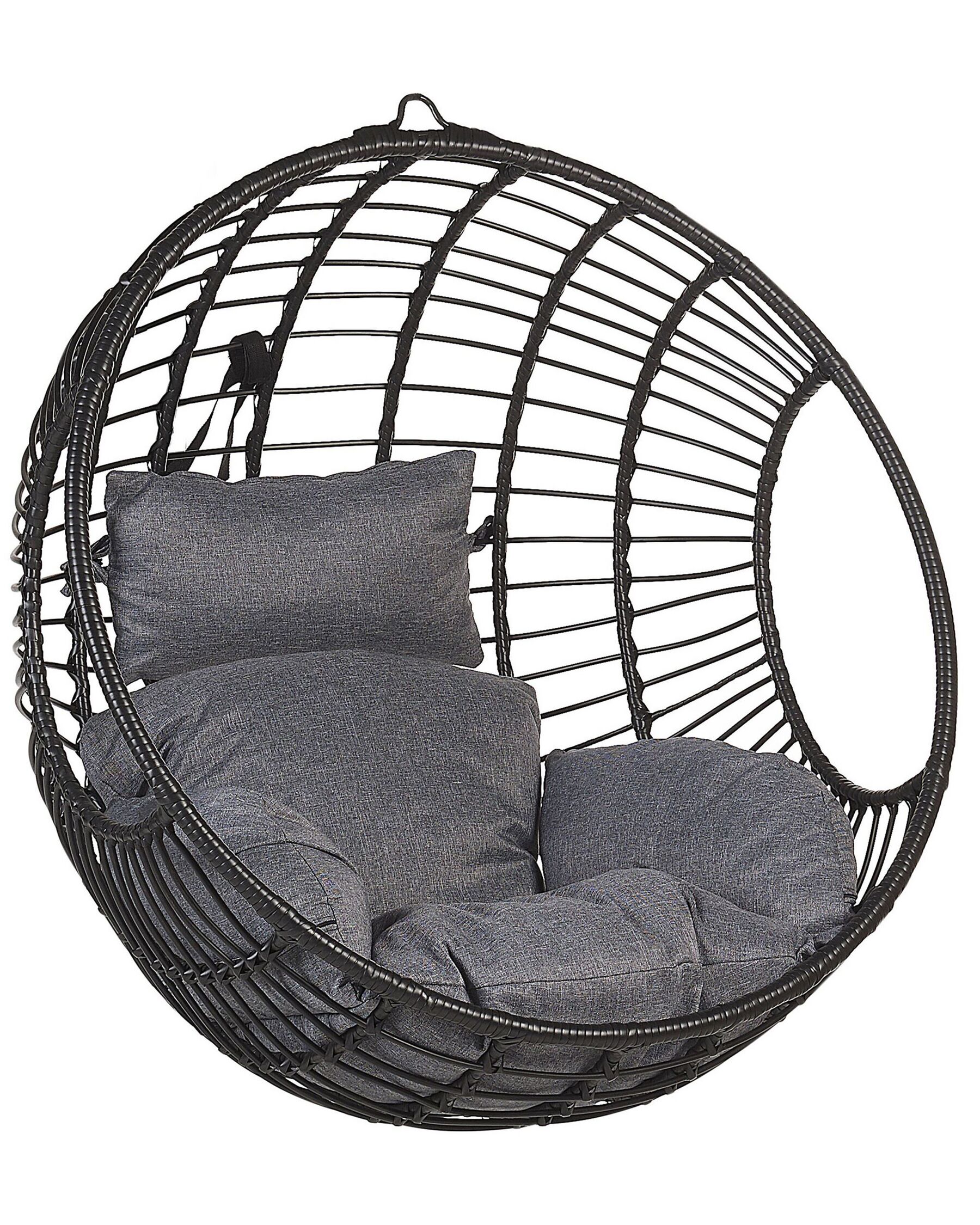 Hanging Chair with Stand ASPIO PE Rattan Black