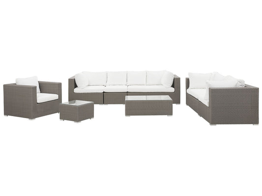 Garden Lounge Set with Table 8 Seater MAESTRO Modular PE Rattan Taupe
