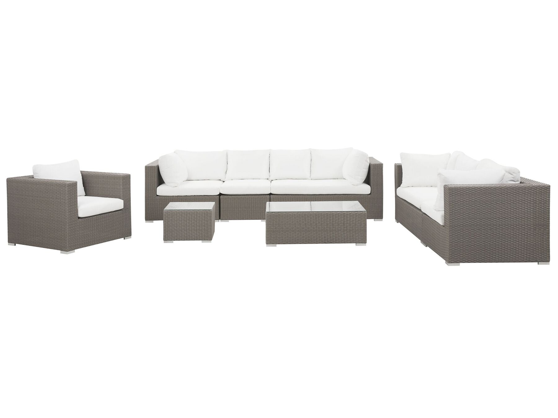 Garden Lounge Set with Table 8 Seater MAESTRO Modular PE Rattan Taupe