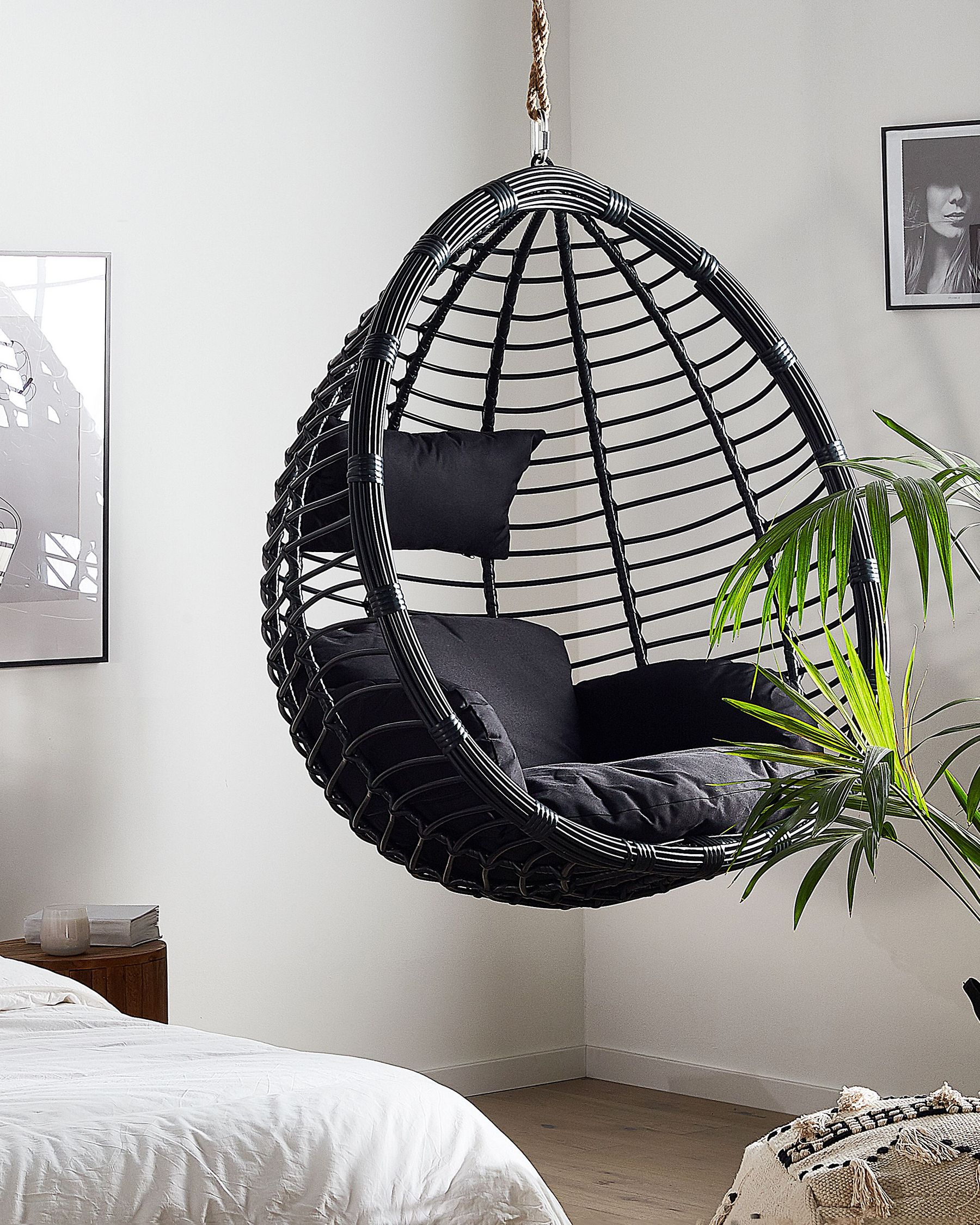 Hanging Chair TOLLO PE Rattan Black