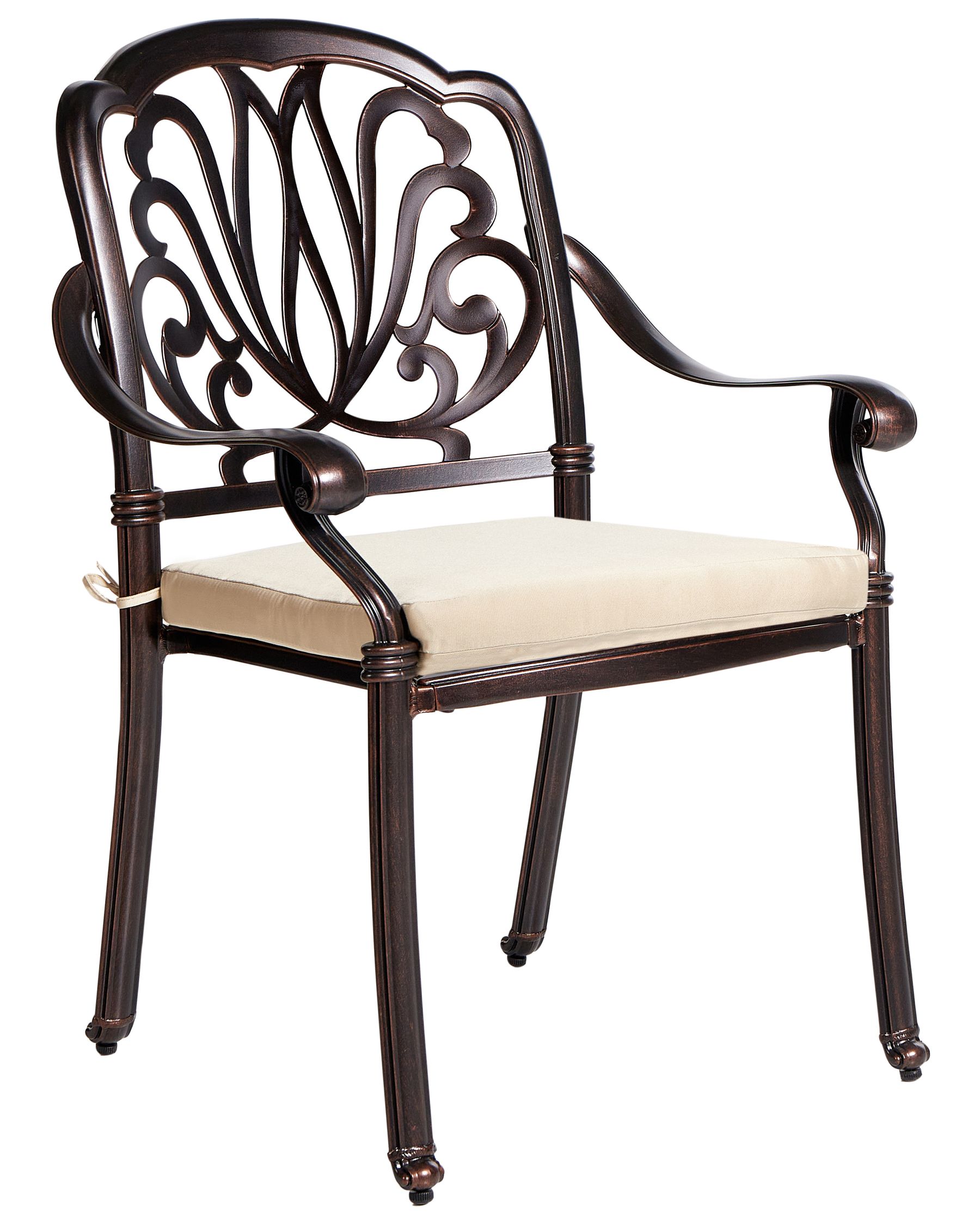 Set of 4 Garden Chairs with Cushions ANCONA Metal Dark Brown