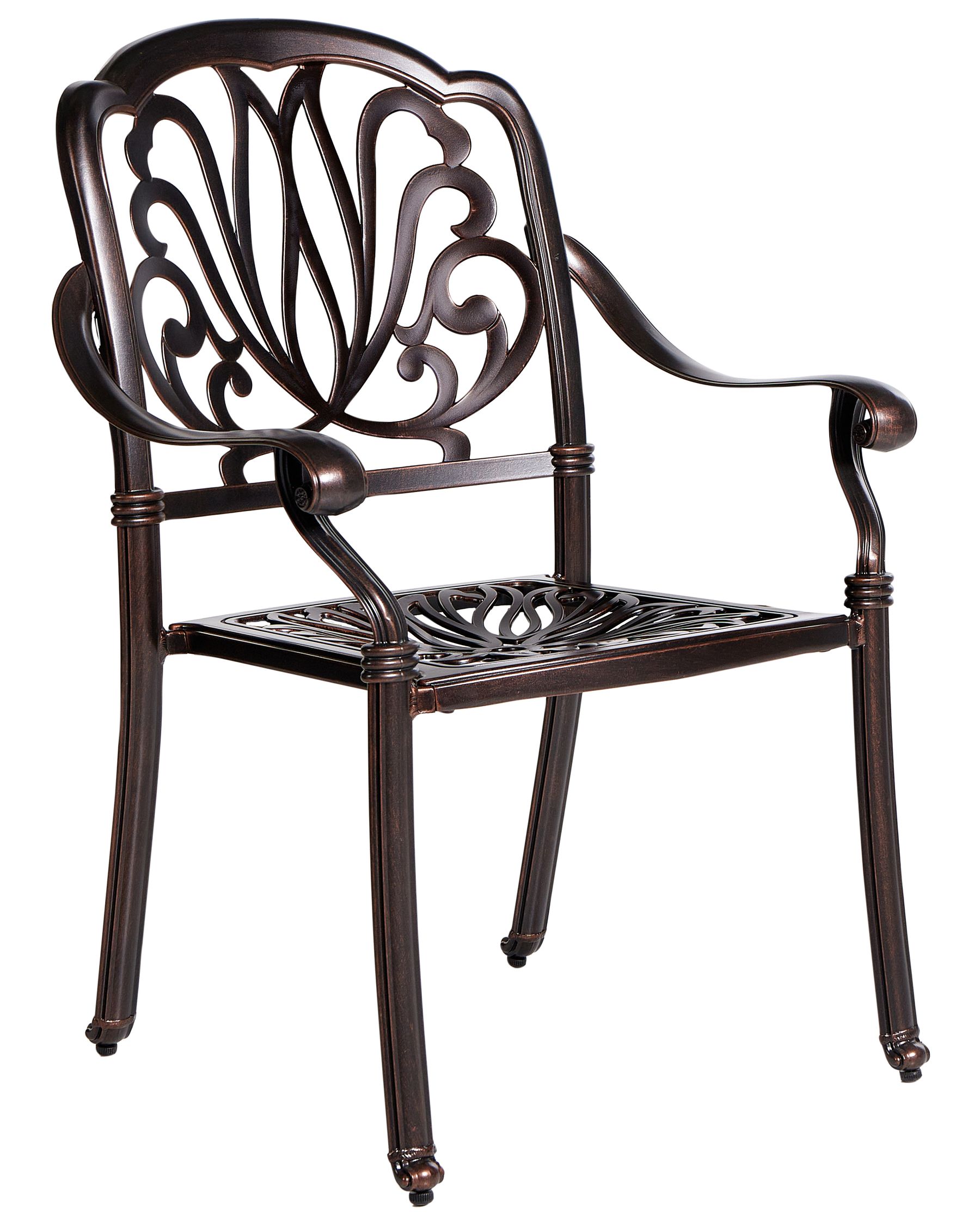 Set of 4 Garden Chairs with Cushions ANCONA Metal Dark Brown