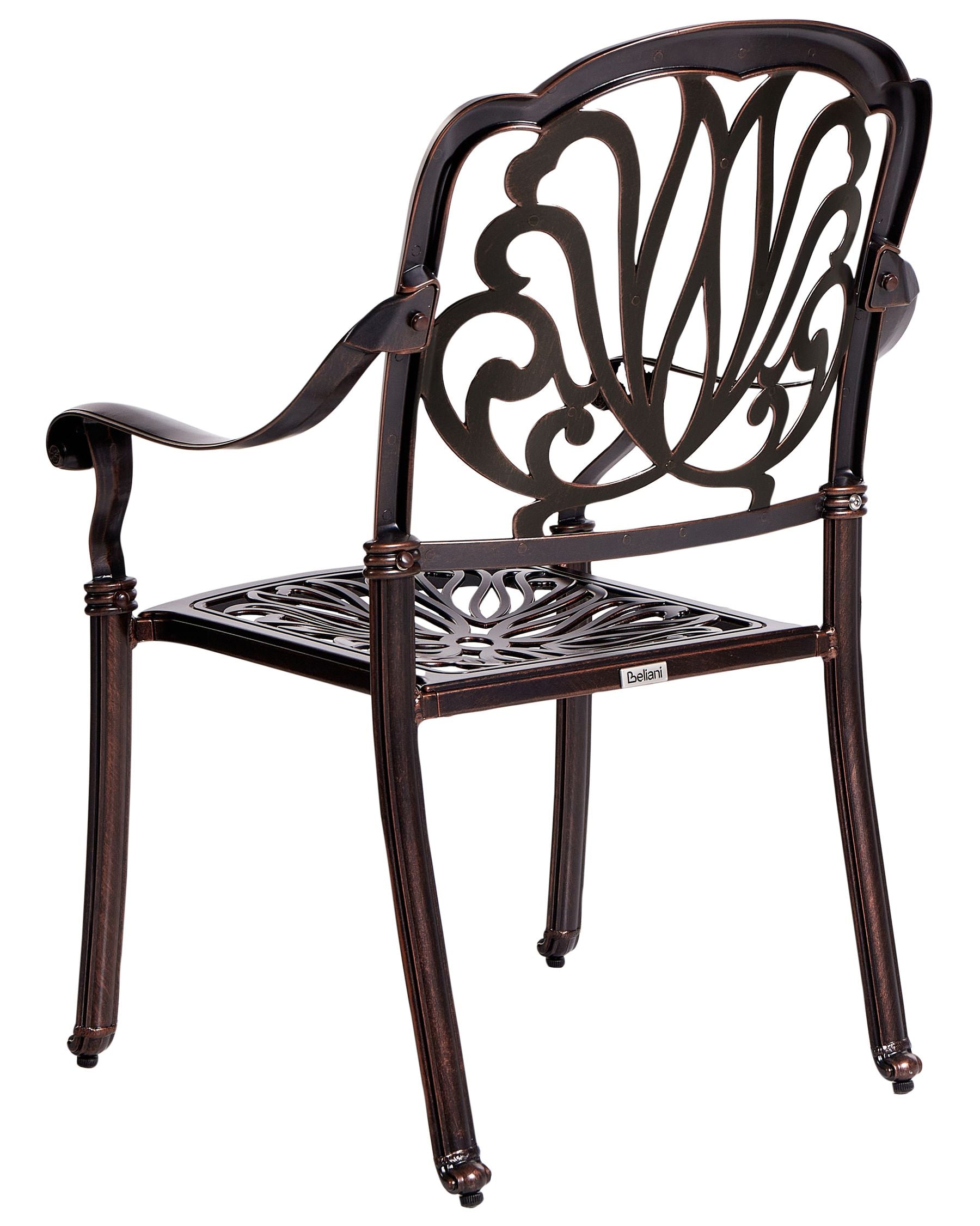 Set of 4 Garden Chairs with Cushions ANCONA Metal Dark Brown