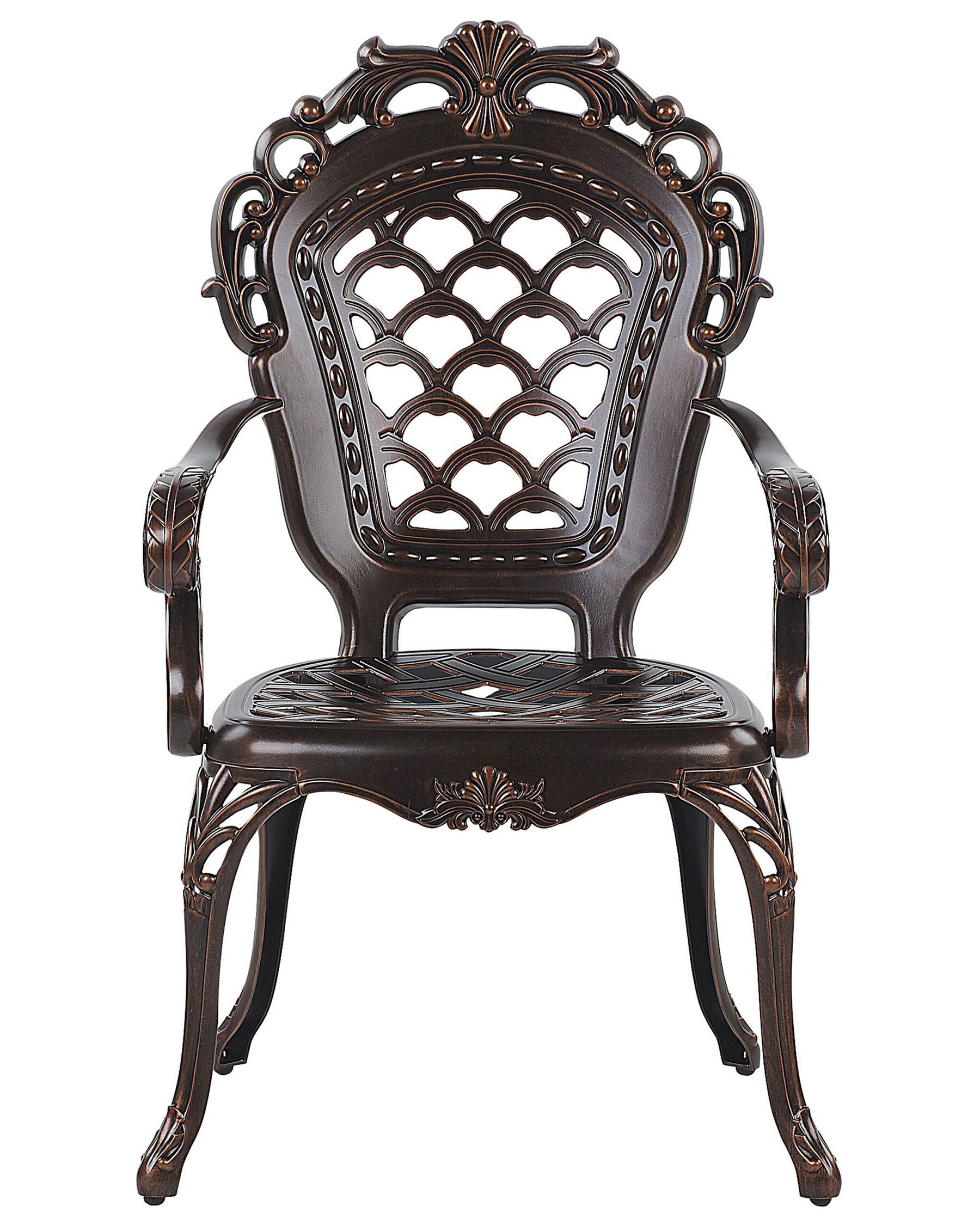 Set of 2 Garden Chairs with Cushions LIZZANO Metal Dark Brown