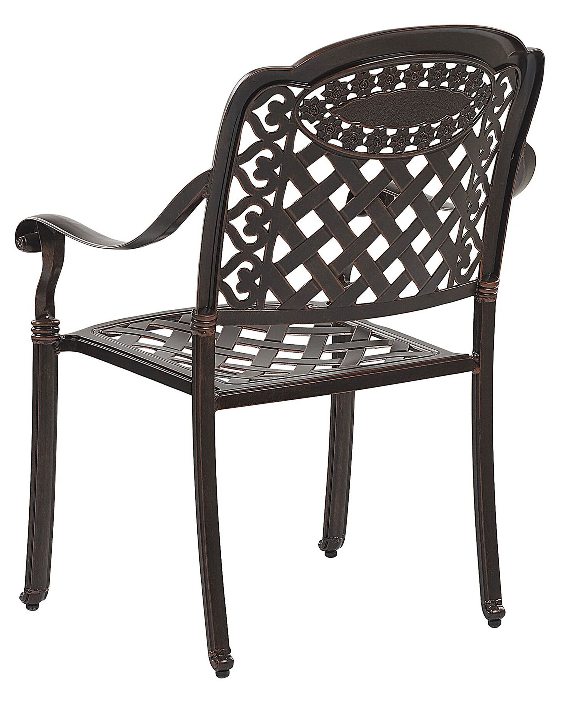 Set of 4 Garden Chairs with Cushions MANFRIA Metal Dark Brown