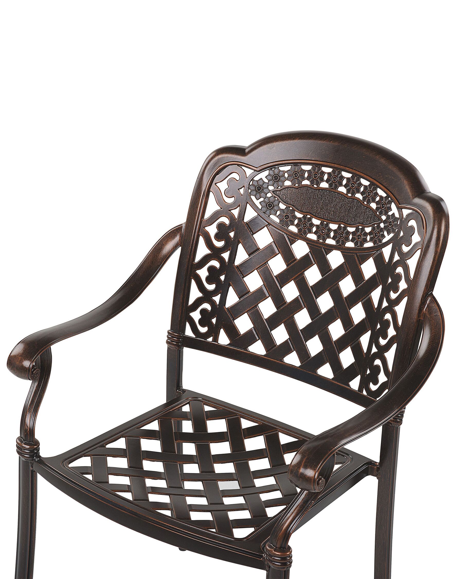 Set of 4 Garden Chairs with Cushions MANFRIA Metal Dark Brown