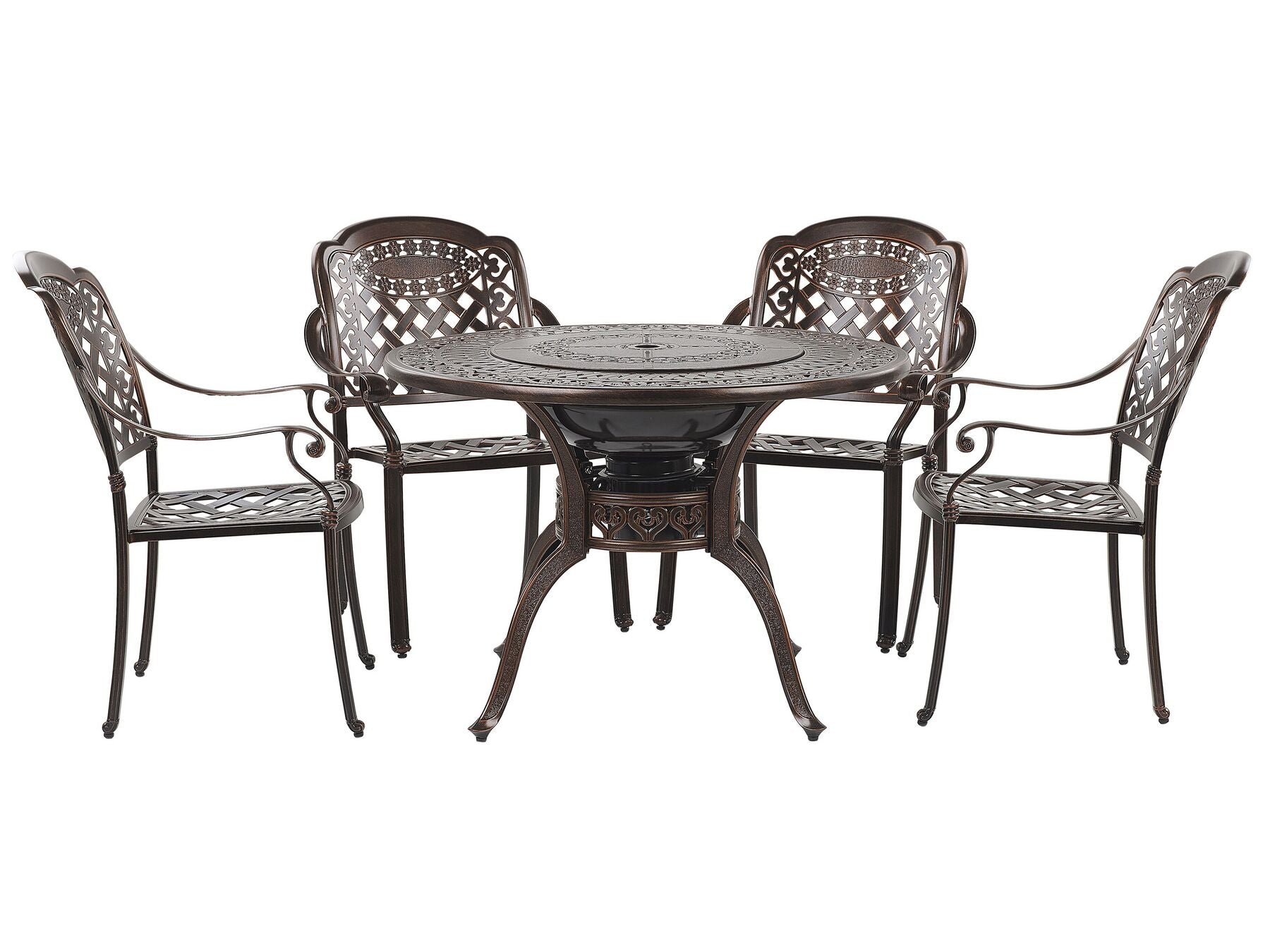 Garden Dining Set 4 Seater MANFRIA with Cushions Metal Dark Brown