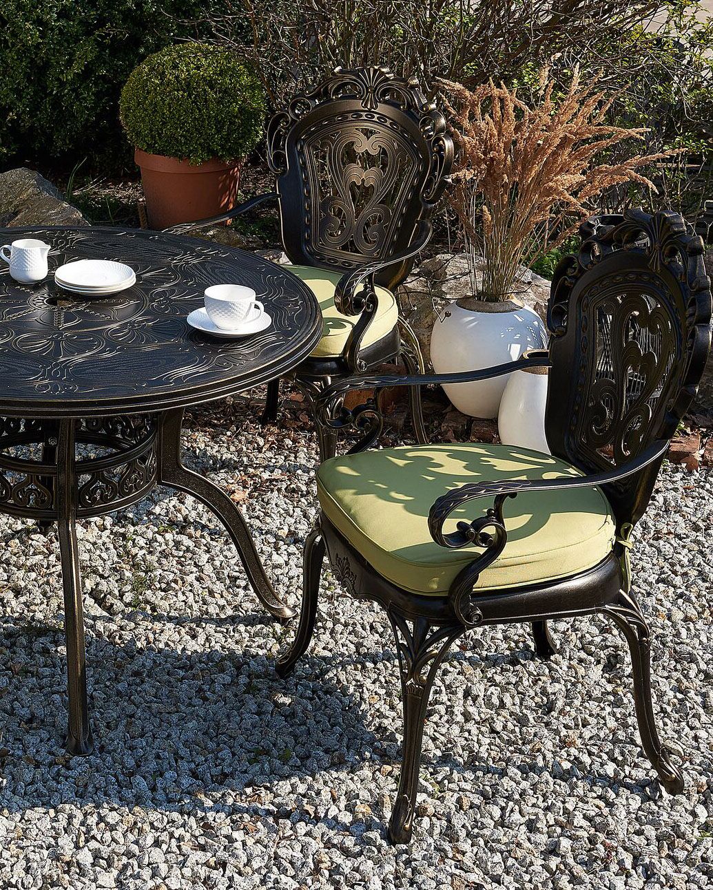 Set of 2 Garden Chairs with Cushions SAPRI Metal Dark Brown