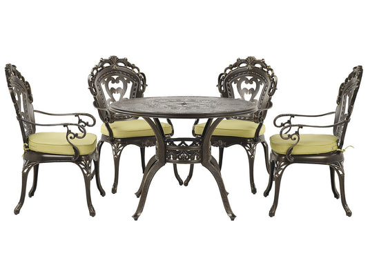 Garden Dining Set 4 Seater SAPRI with Cushions Metal Dark Brown
