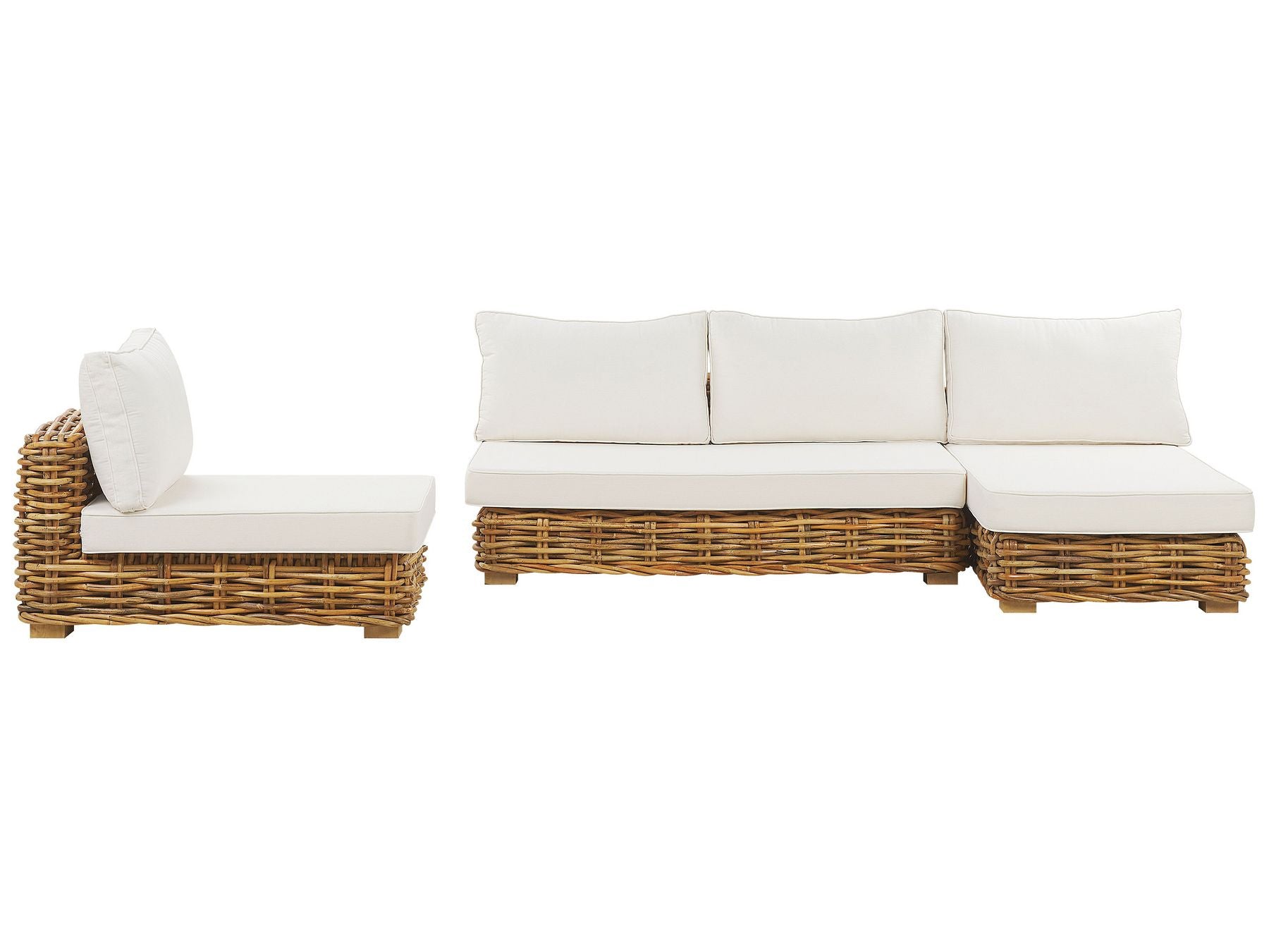 Garden Lounge Set with Table 4 Seater Left Hand Modular Rattan Natural