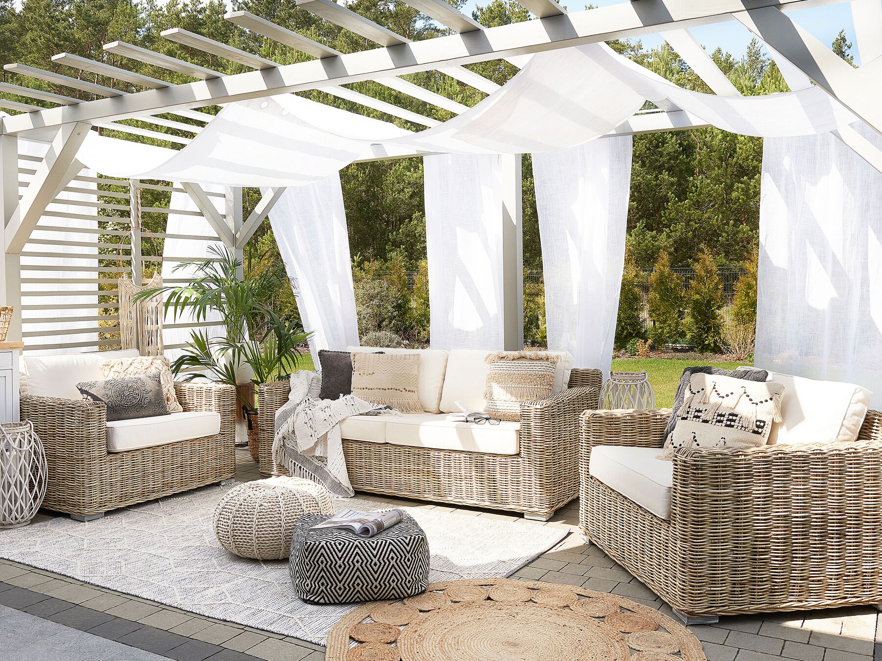 Garden Sofa Set 4 Seater ARDEA Rattan Light Brown