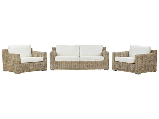 Garden Sofa Set 4 Seater ARDEA Rattan Light Brown