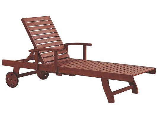Sun Lounger TOSCANA Reclining Acacia Wood Dark Brown