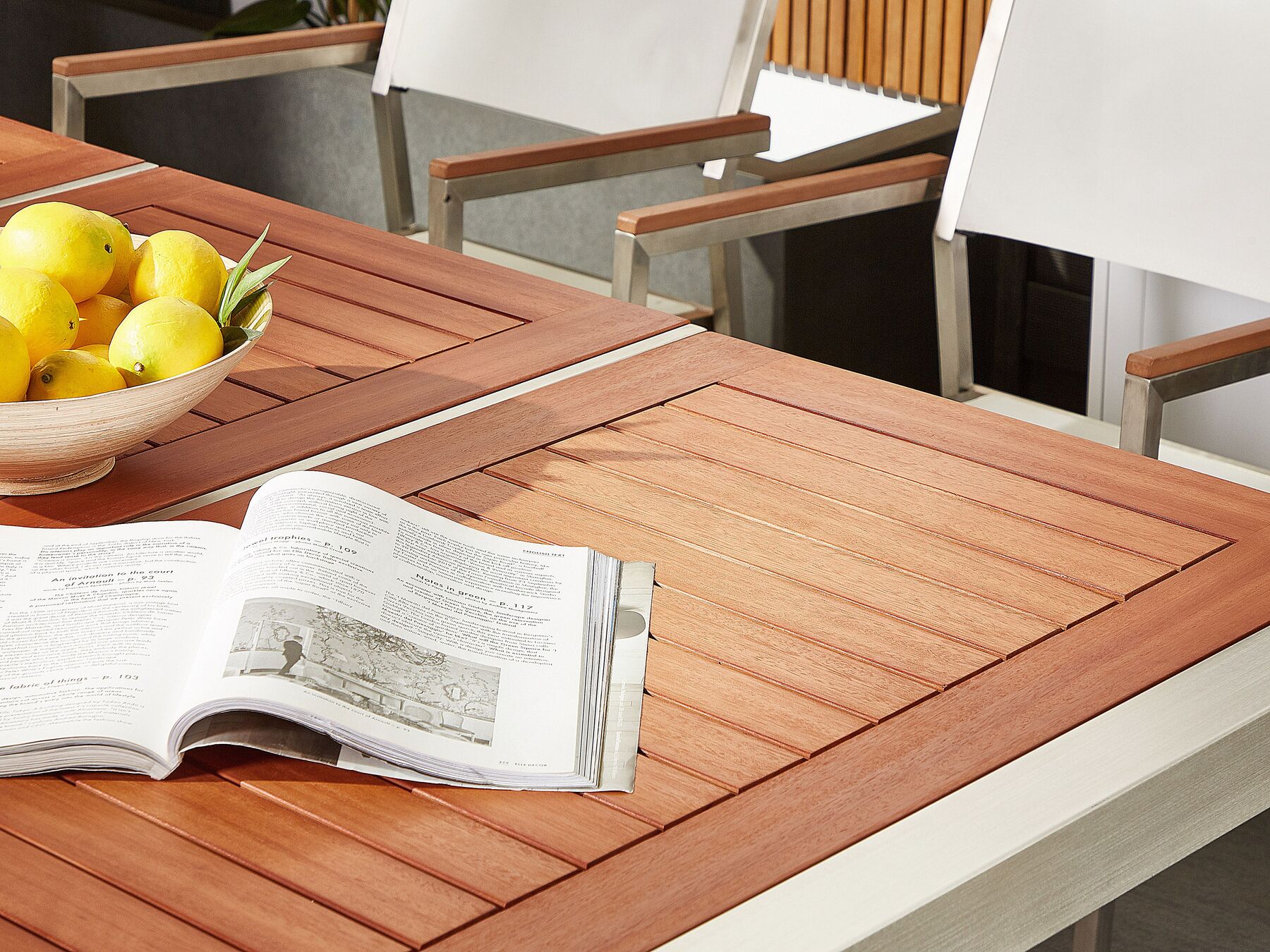 Garden Dining Set 6 Seater GROSSETO Eucalyptus Wood Brown/ Grey