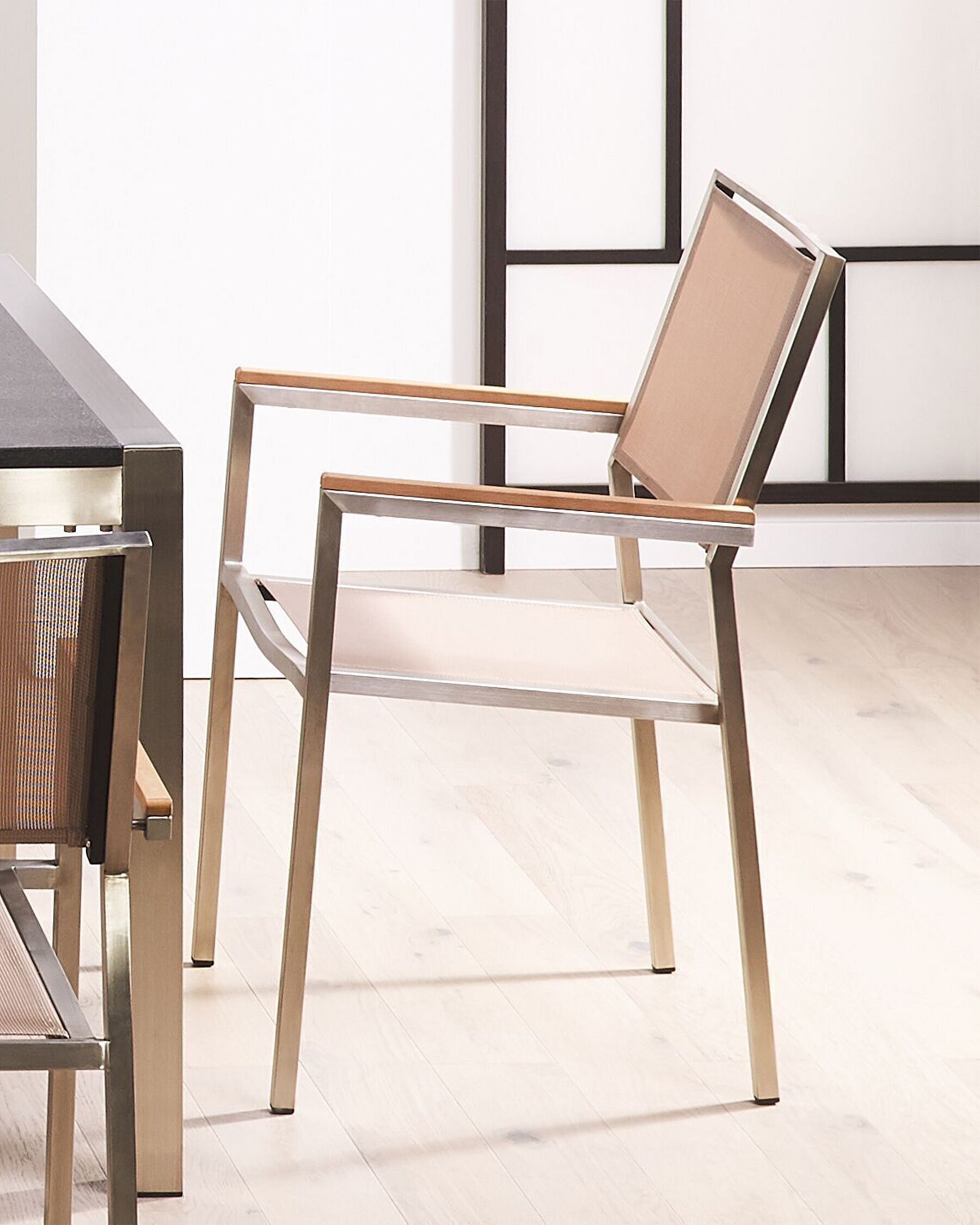 Set of 6 Garden Chairs GROSSETO Stainless Steel Beige