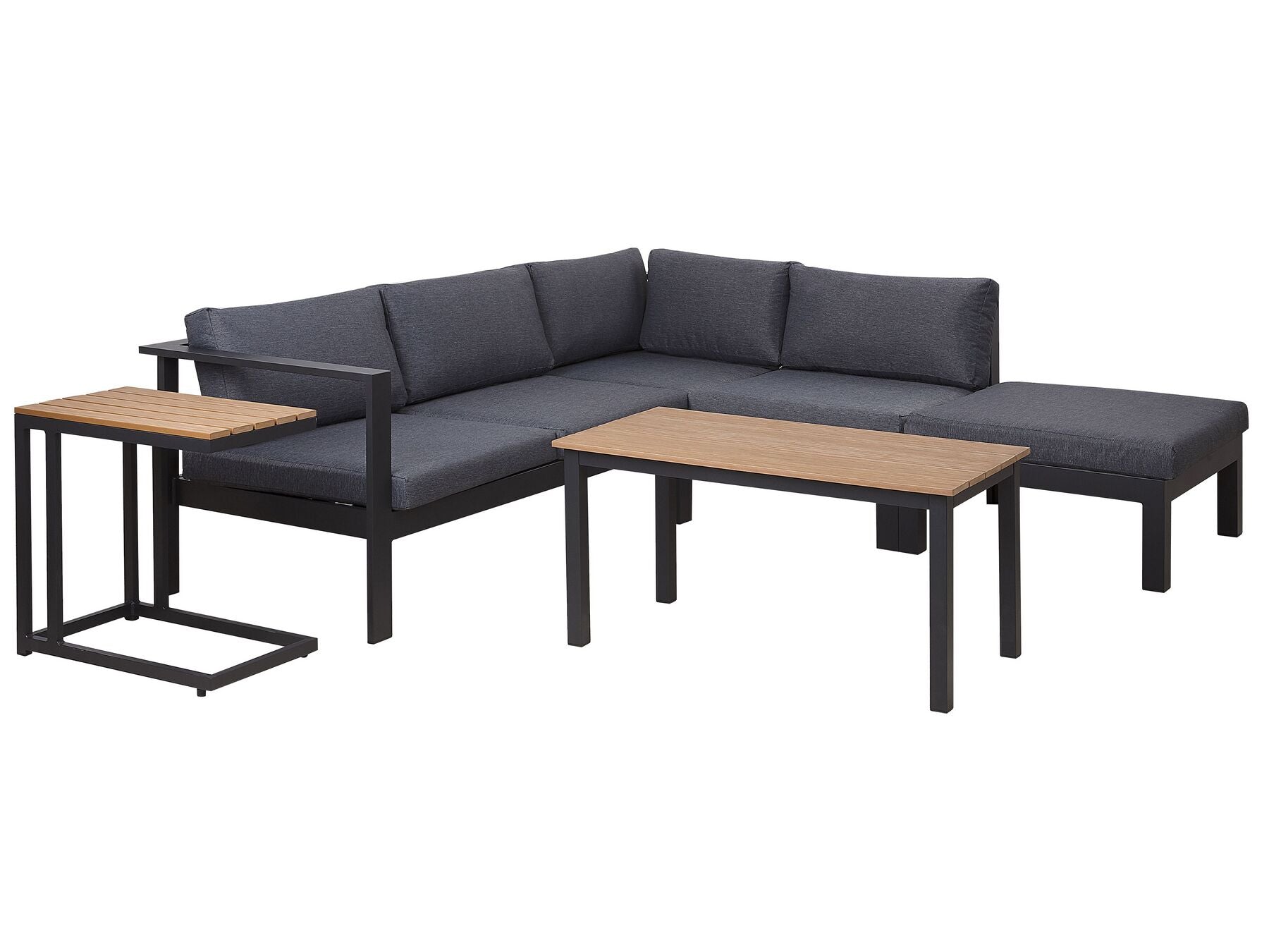 Garden Corner Sofa with Table 5 Seater MESSINA Left Hand Metal Black