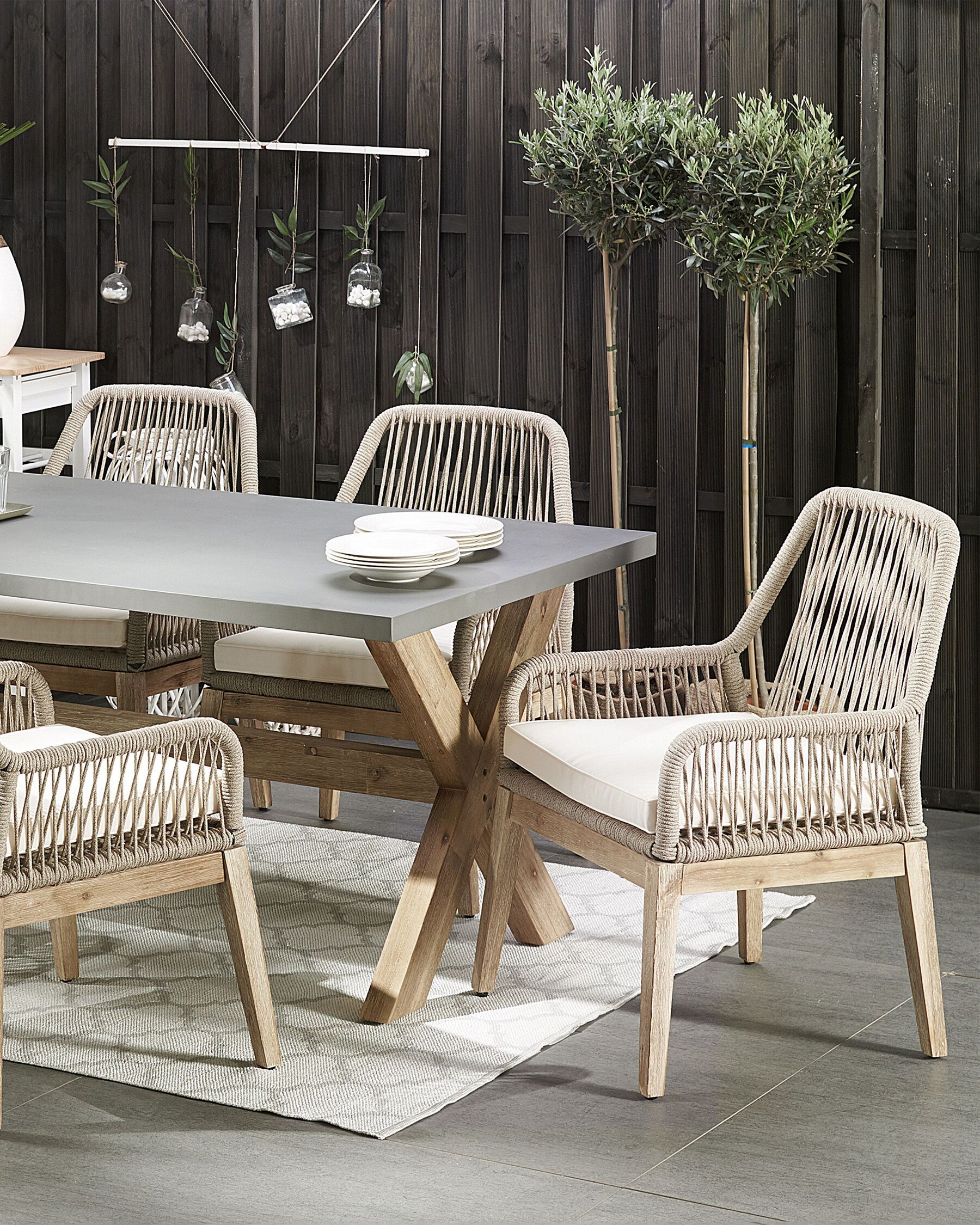 Set of 2 Garden Chairs with Cushions OLBIA Beige