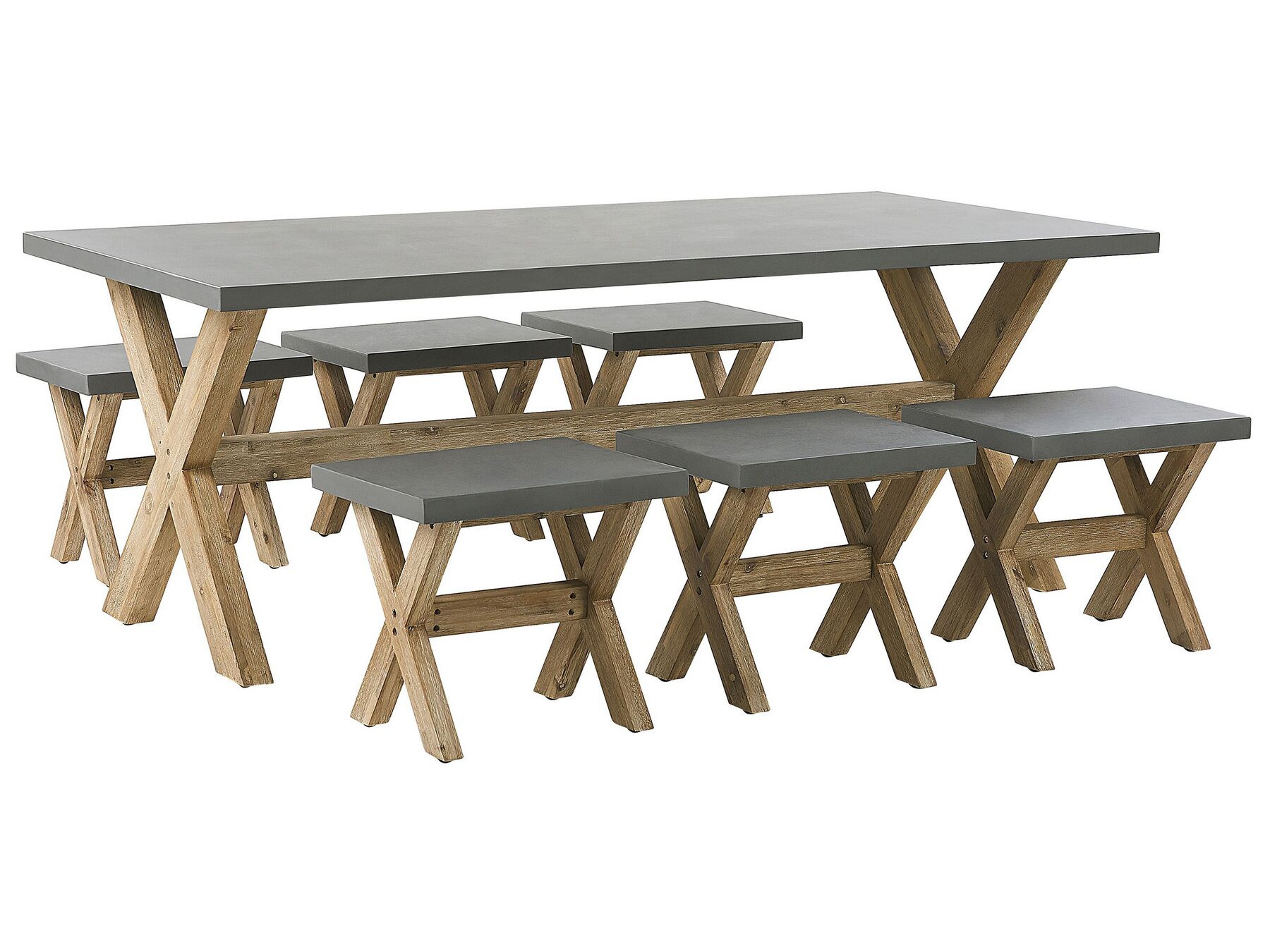 Garden Dining Set with Stools 6 Seater OLBIA Concrete Grey