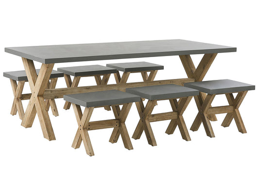 Garden Dining Set with Stools 6 Seater OLBIA Concrete Grey
