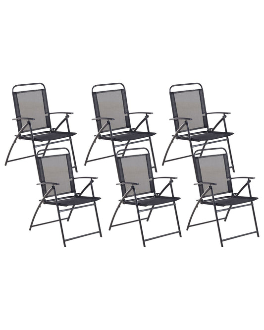 Set of 6 Garden Chairs LIVO Metal Black