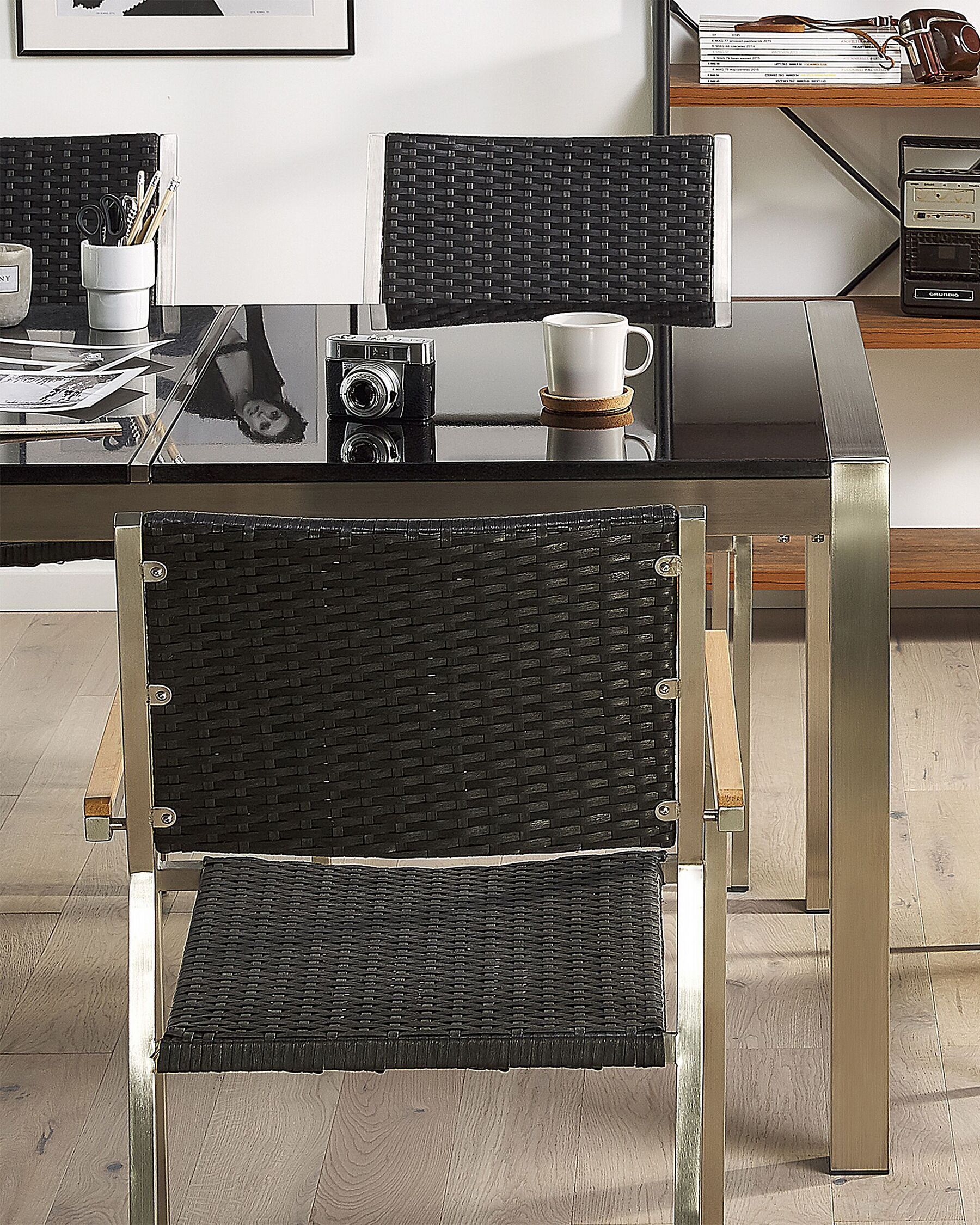 Set of 2 Garden Chairs GROSSETO PE Rattan Black