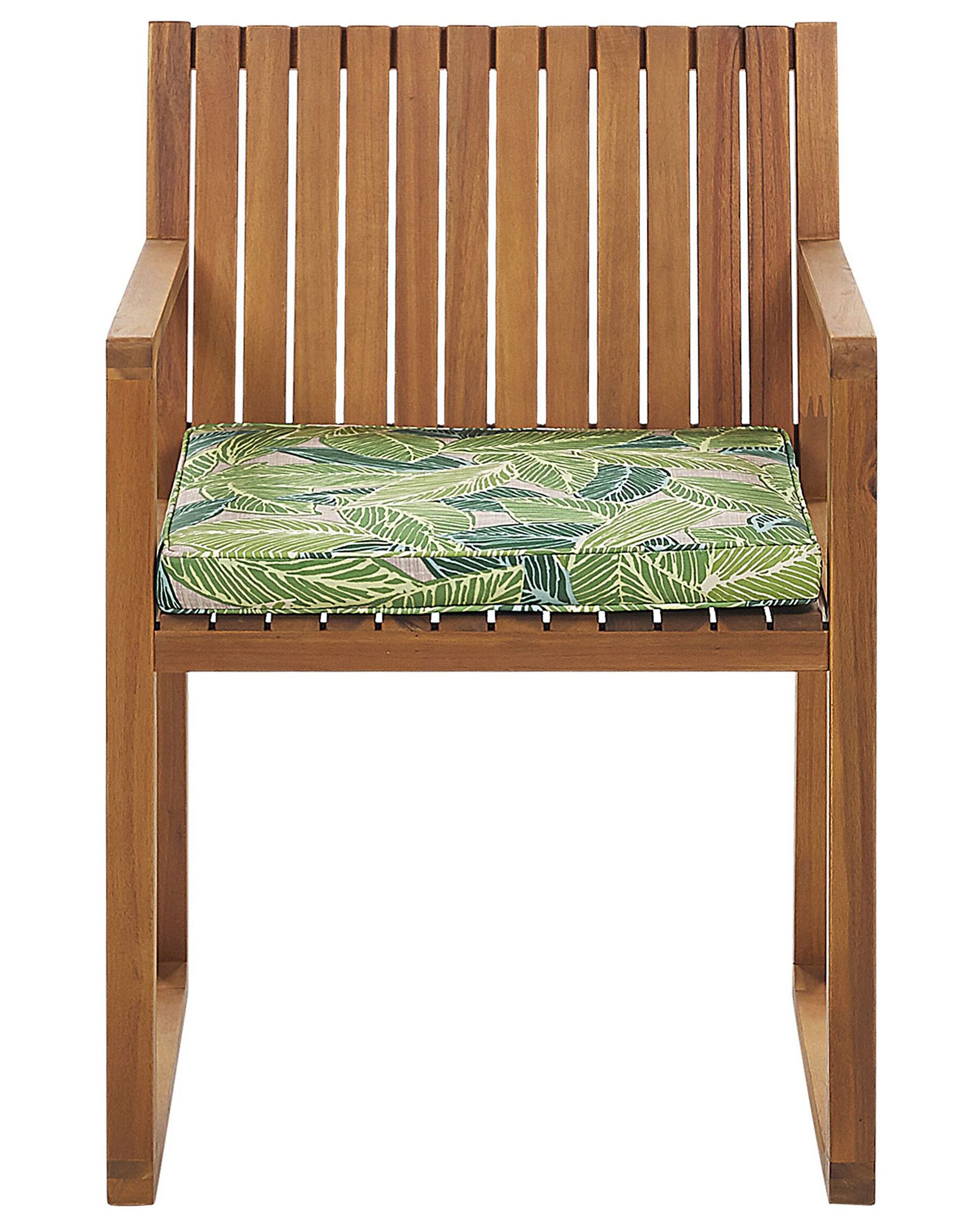 Set of 8 Garden Chairs with Cushions SASSARI Acacia Wood Green