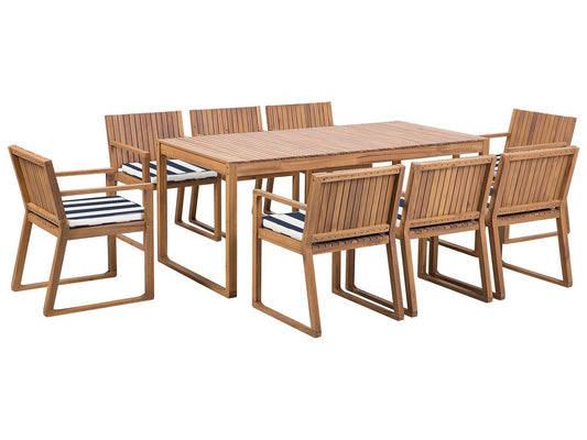 Garden Dining Set 8 Seater SASSARI with Cushions Acacia Wood Navy Blue