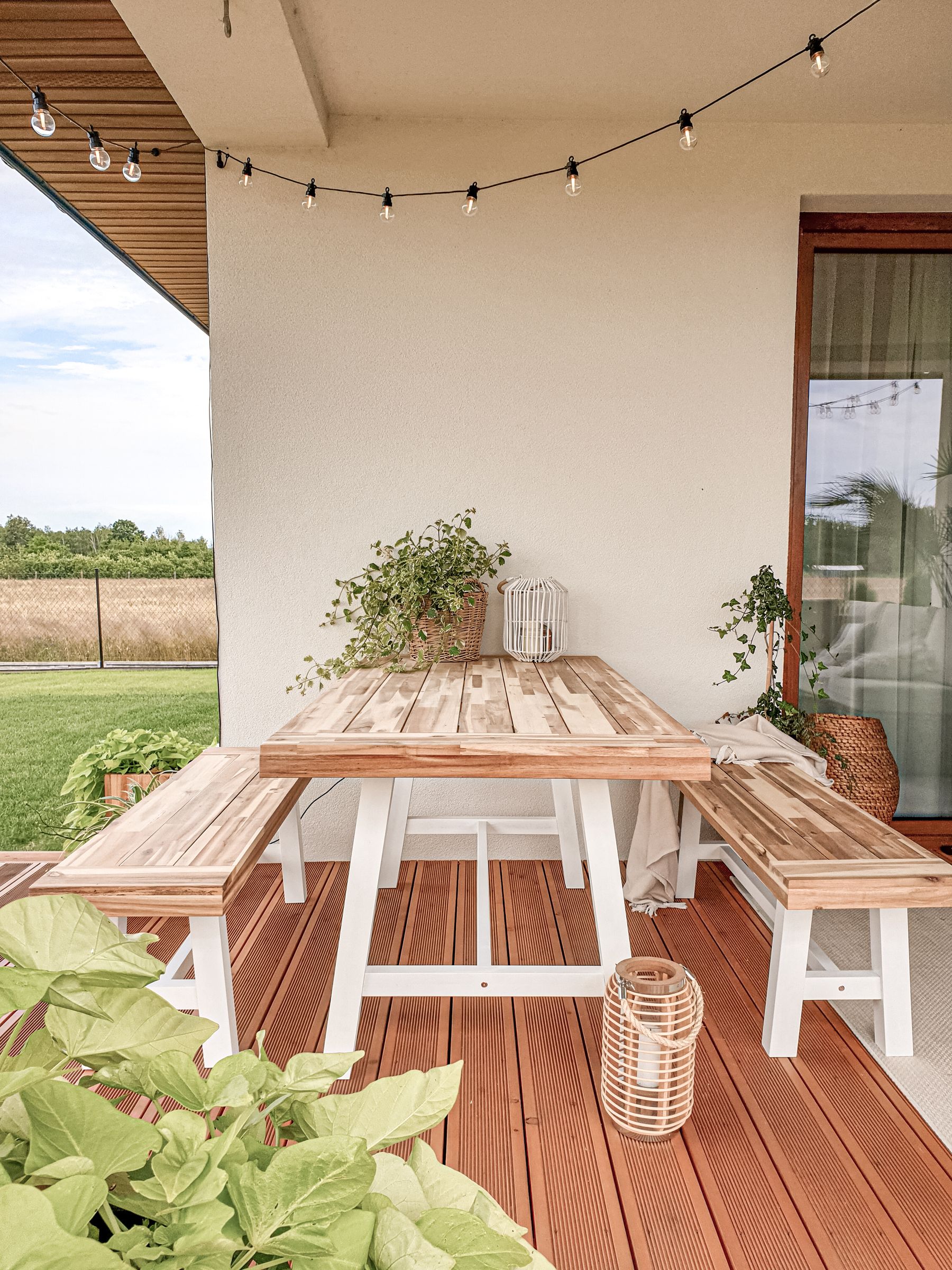 Garden Dining Set 6 Seater SCANIA Acacia Wood White