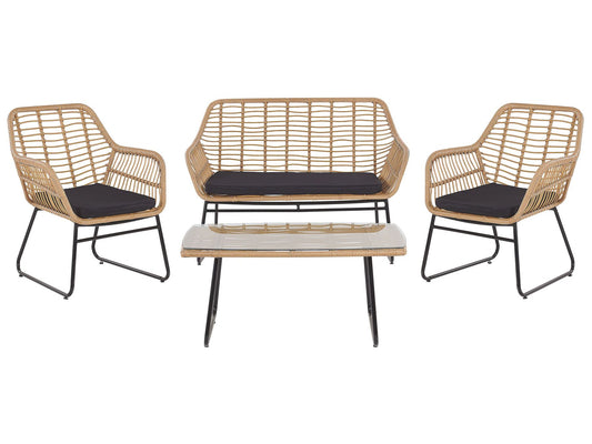 Garden Lounge Set with Table 4 Seater MINORI PE Rattan Beige