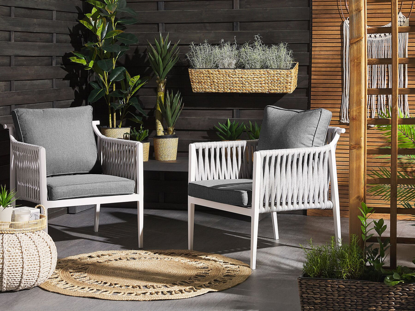 Garden Lounge Set with Table 4 Seater LATINA Metal Grey