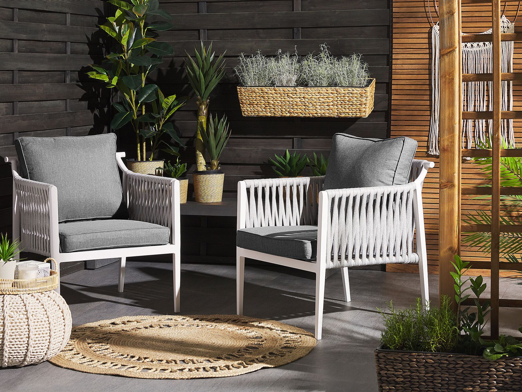 Garden Lounge Set with Table 4 Seater LATINA Metal Grey