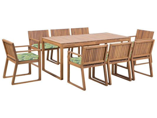 Garden Dining Set 8 Seater SASSARI with Cushions Acacia Wood Green