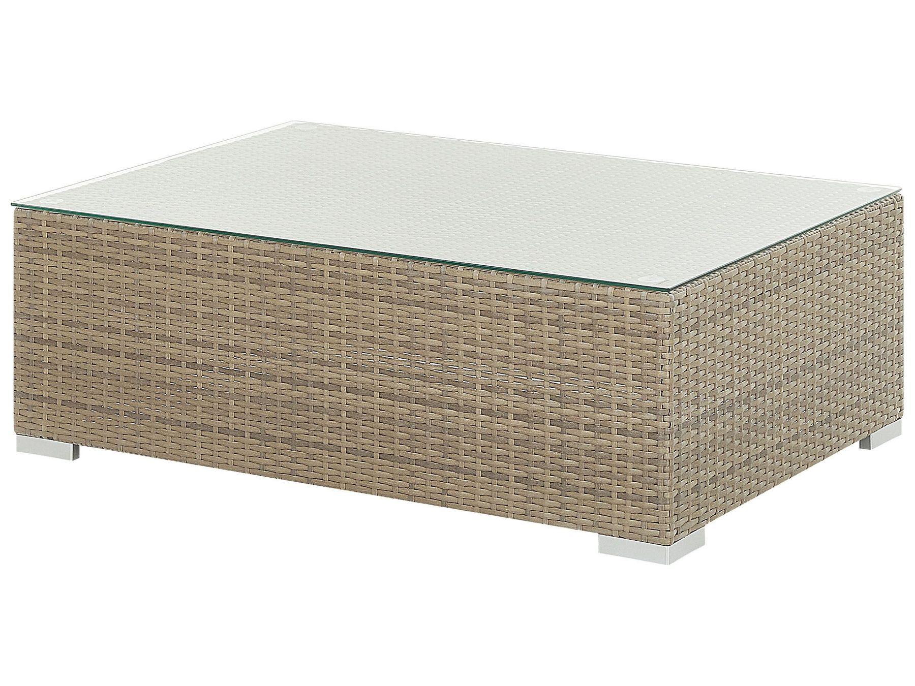 Garden Lounge Set with Table 8 Seater Modular Rattan Light Brown