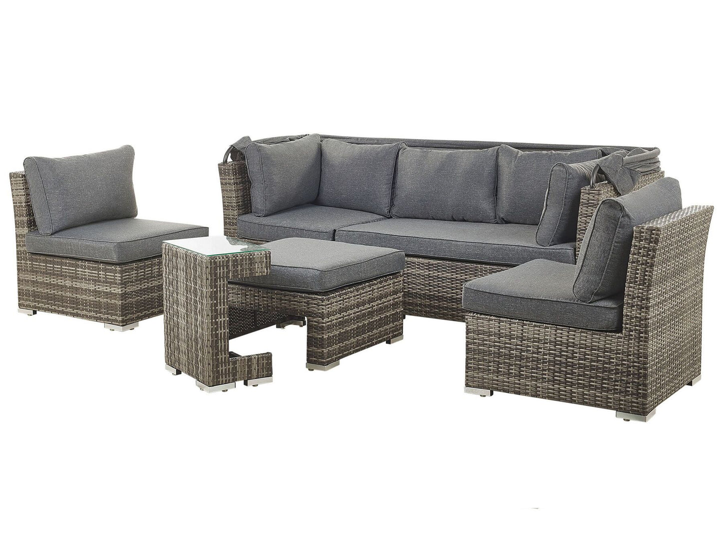 Garden Lounge Set with Table 6 Seater CORTE Modular PE Rattan Dark Brown