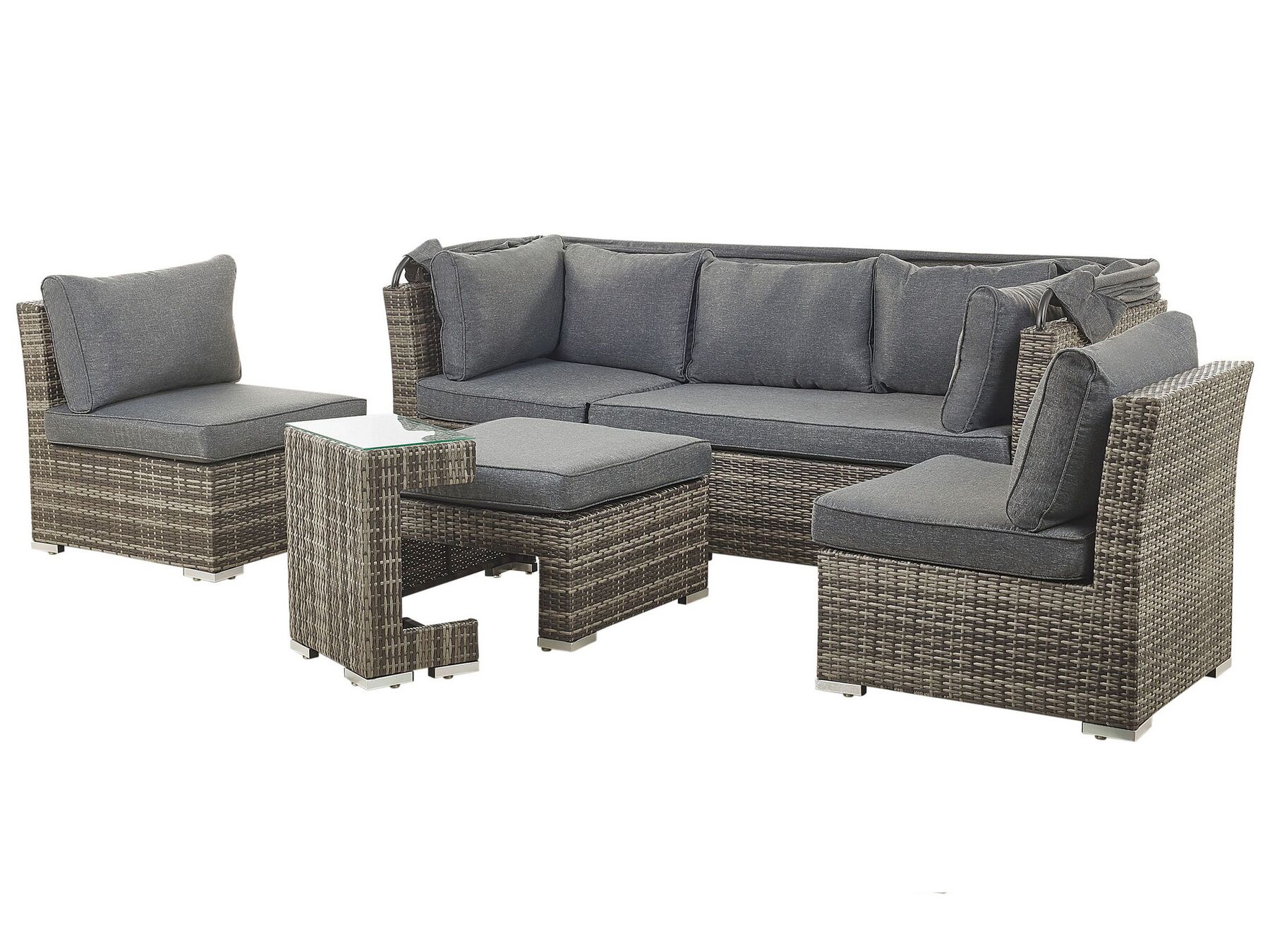 Garden Lounge Set with Table 6 Seater CORTE Modular PE Rattan Dark Brown