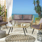 Garden Lounge Set with Table 4 Seater FOBELLO PE Rattan Beige