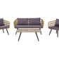 Garden Lounge Set with Table 4 Seater FOBELLO PE Rattan Beige