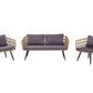 Garden Lounge Set with Table 4 Seater FOBELLO PE Rattan Beige