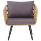 Garden Lounge Set with Table 4 Seater FOBELLO PE Rattan Beige